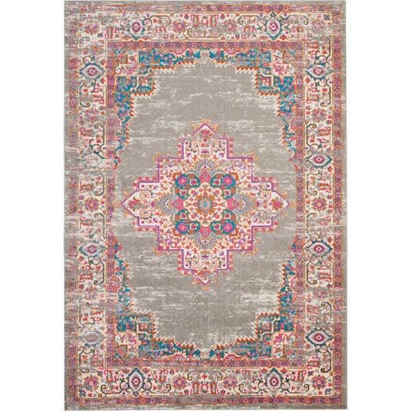 Palacedesigns 7 x 10 ft. Gray & Gold Medallion Area Rug PA3659366 - main